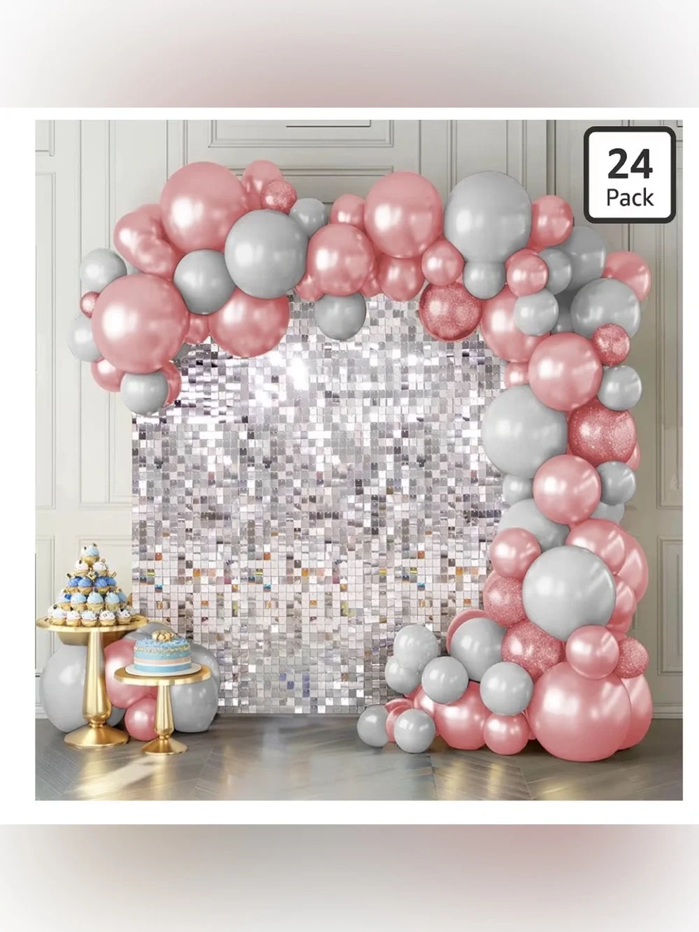 SilverShimmer Wall Backdrop-24 Pcs SquareSequinPanels-Birthday Party,Wedding,Etc - Picture 1 of 7